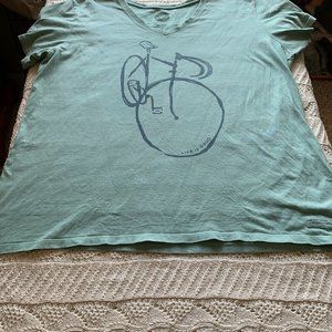 Life Is Good XL Mint Green 100% Cotton V-neck Bike Tshirt